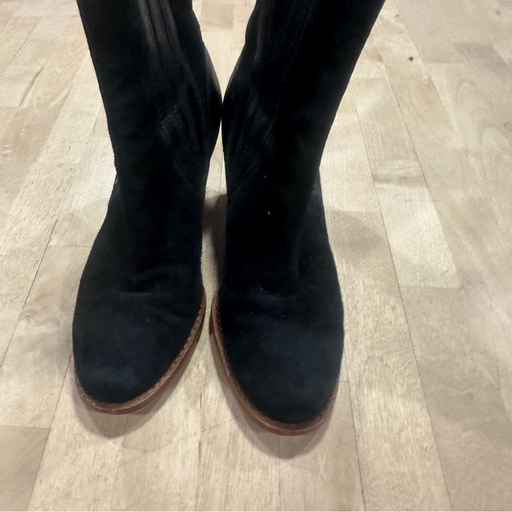 UGG Olivya 5597 Suede Leather Stacked Heel Slip On Ankle Boots Black Womans 7 - Picture 6 of 10